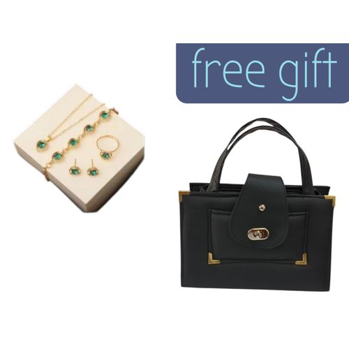 Elegant Womens 4PCS Jewelry Gift Set Necklace Earrings Bracelet Ring with Free Handbag Perfect For Daily wear Parties special occasions Weddings events Birthday anniversary and graduation gifts As a bonus comes with FREE Durable handbag
