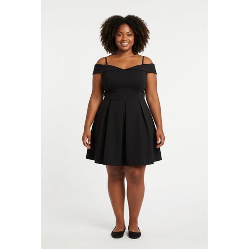 Ladies Cute Off shoulder Skater Dress -Black