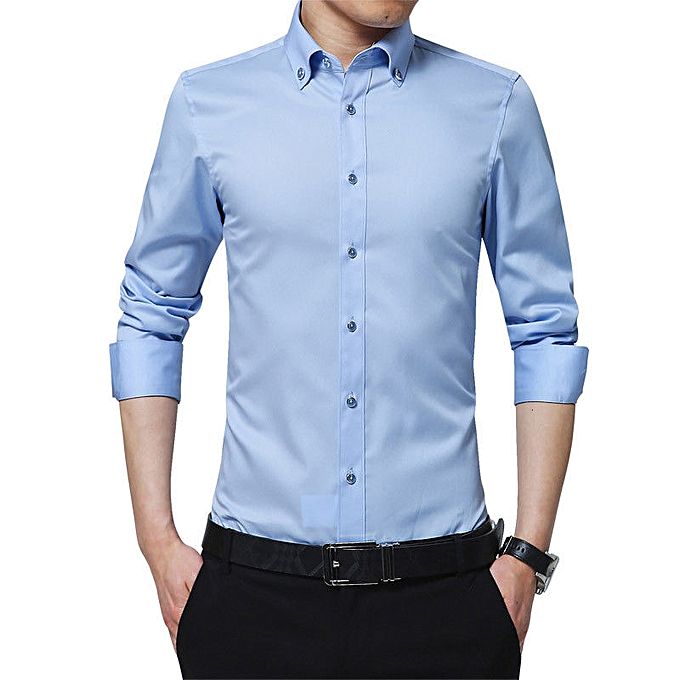 Deliva Shirts for Men - Sky Blue - Slim Fit Formal Dress Shirt Long ...