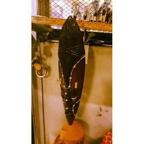 14 inches Kenyan Maasai wall decor mask black and brown in color