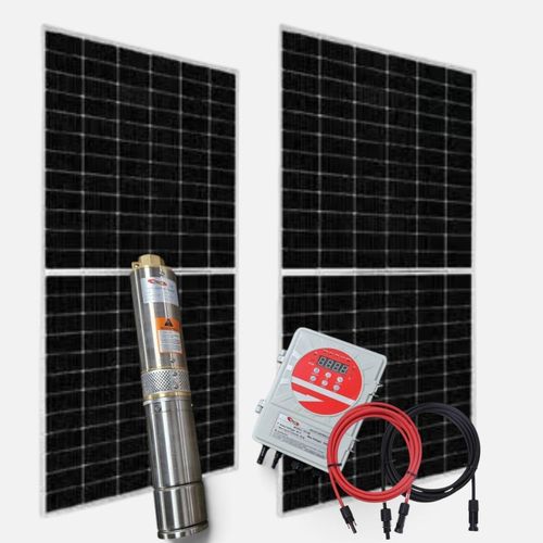 400W 0.4kW 0.5HP Submersible solar Water Pump, Brushless with Impeller and Controller 55meters Head, 4m3/h Flow+300 solar panels 2pcs+20 meters pv cable