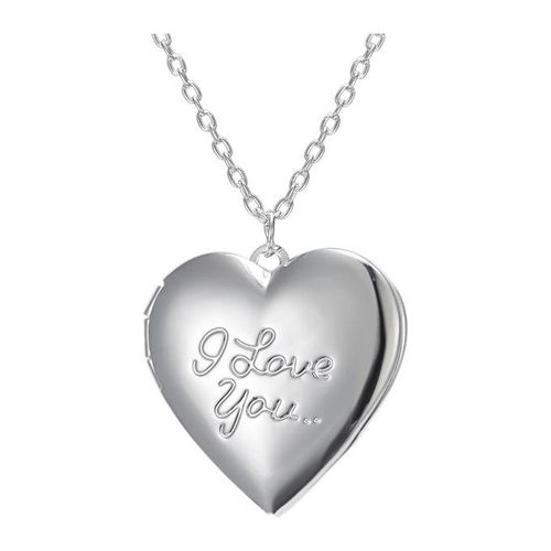 Photo Locket Necklace Holds Pictures Heart-Shaped Vintage Letters