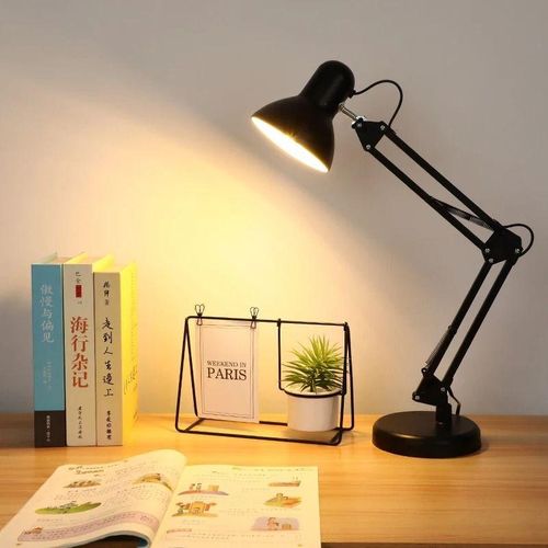 Slim LED Desk Lamp with Black Finish – Adjustable Arm Light for Nail Salon and Office