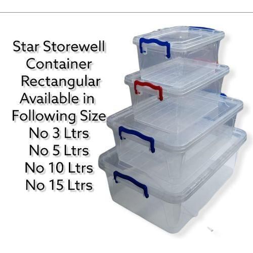 4pc Storewell Rectangular Containers – 3L, 5L, 10L, 15L designed to keep your food items, groceries, or household essentials fresh and well-organized