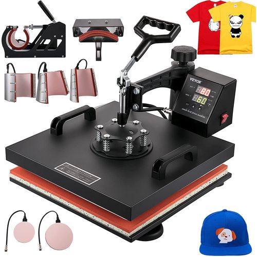 8 In 1 Heat Press Machine Combo Teflon-Coated, Upgrade Slide Out Drawer Tshirt Press, Premium Aluminum Hat Press, Multifunction Swing Away Heat Transfer Press For T Shirts/Cap/Mug/Plate