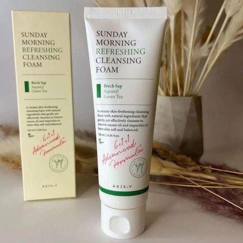 Centella New AXIS-Y Sunday Morning Refreshing Cleansing Foam – Gentle PH 5.5 Face Wash With & Green Tea, Hydrating Vegan Cleanser For Sensitive Skin, Removes Impurities & Balances Moisture 120 ML