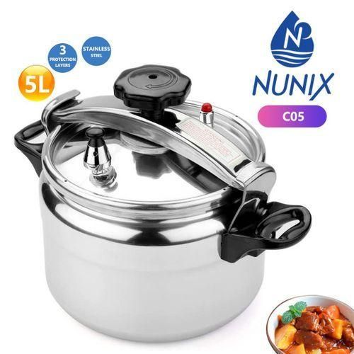 Aluminium Pressure Cooker - Explosion Proof - 5 Litres - Silver