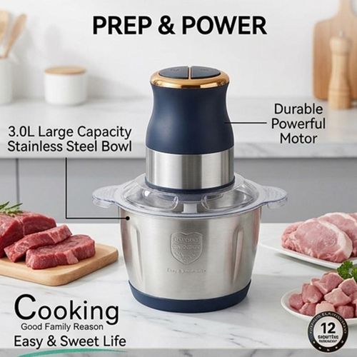 3L Stainless Steel Electric Food Chopper Meat Mincer 800W, 18/10 Stainless Steel, 3L Capacity,Vegetable Chopper,Buttons,Quadruple-Layer 4 Blades,Suitable For Food processing and Chopping
