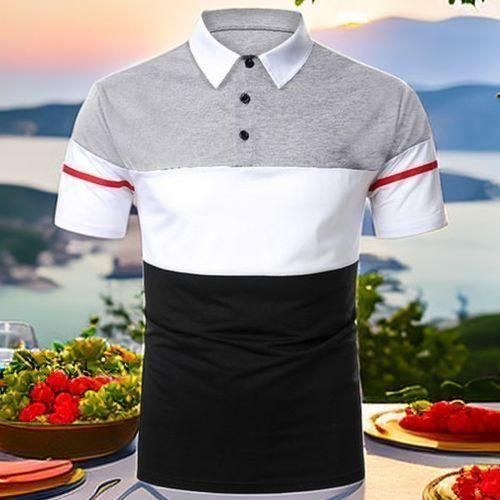 Berrykey Mens Business Polos Shirts Casual Joggers Tshirt Top - Grey