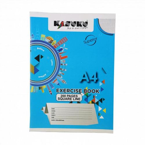 Superior Exercise Book A4 Square Ruled 200 Pages High Quality 60GSM Paper Ideal for School & Notes