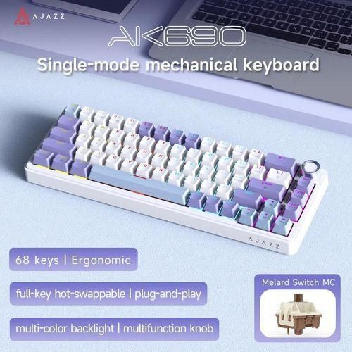 Ajazz AK690 Wired Gaming Mechanical Keyboard Customized Hot Swappable Colorful Light Effect Adjustable Height Esports Acc