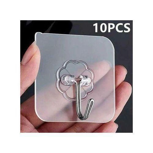 10pcs Self-Adhesive Multi-Purpose Hooks - Anti-Rust Stainless Steel, Modern Design