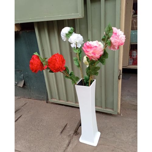 Artificial Peony Flowers with Tall Vase Elegant Faux Flower Arrangement