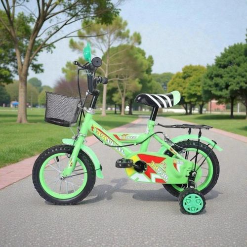 Basket Fun & Safe Cartoon Bike Super Quality Green Size 12 Inch 2-4 years Old 85–100 cm Children Kids Bike Bicycle with Stabilizer & Front Basket
