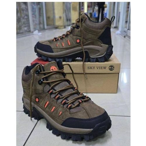 Sky view Olive green hicking unisex boots with black sole