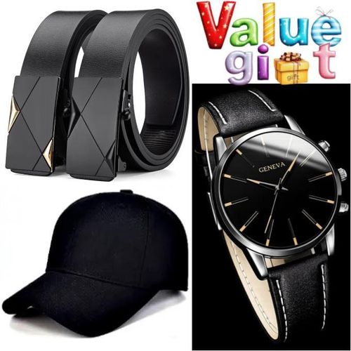 BEST 2 MEN'S BELTS For Fitting Khaki Trousers, Jeans , Suits & Shorts , Men Luxury Designer Wrist Watch & Cap