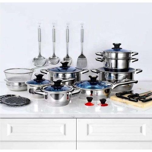 Heavy Duty German Quality 30pcs Stainless Cookware Set with induction sufurias glass lids kitchen tools