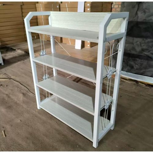 4-Tier Wooden Shoe Rack with Metallic Frames Shoe Organizer