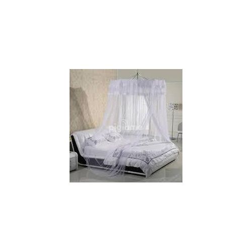 White Premium Umbrella Mosquito Net – Free Size (Fits Up to 7x8 Bed and Decker Beds) Space-Saving Foldable Design with Metallic Hooks & Screws