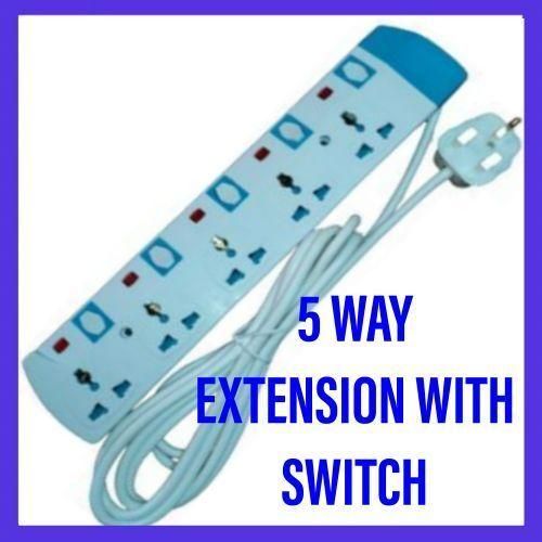 5 Way Power Extension Socket With Fuse Heavy Duty