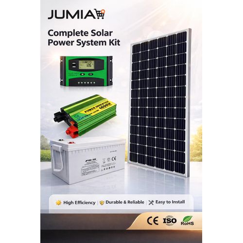 300Watts Solar Panel Full Kit All Weather 200Ah Solar Battery 1000W Solar Power Inverter 20Ah Solar Charger Controller 5 DC Bulbs 10M Cable