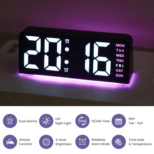 This small digital clock with a night light is a desktop alarm clock suitable for bedrooms, people who sleep deeply, and children.