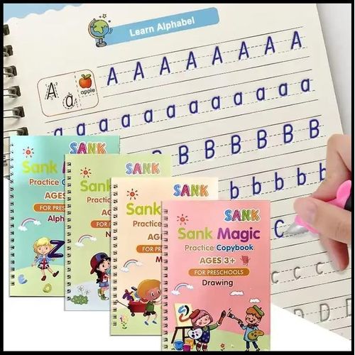 1Pc Sank Practice Books Reusable Children Writing Drawing Workbook for Early Learning Pen and books