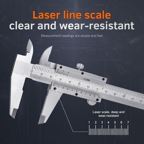 Vernier Calipers, Stainless Steel, for Inside, Outside, Depth and Step Measurements, Metric, 0"/0mm-150mm Range, +/-0.05mm Accuracy, 0.05mm Resolution, 40mm Jaw Depth