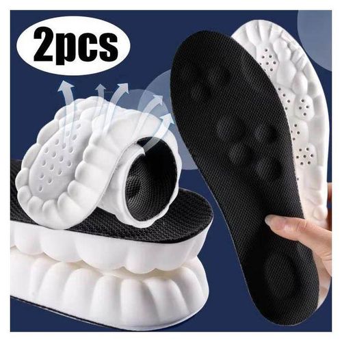 4D Shock Absorption Orthopedic Sports Insoles Soft Breathable High-Elastic Running Shoe Pad Latex Shoes Inner Soles