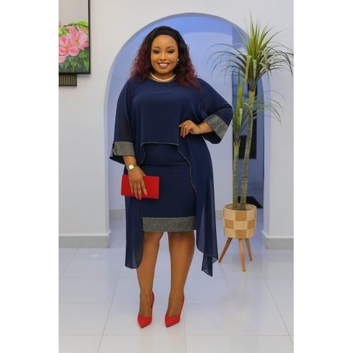 Navy blue Dress with cover up dress