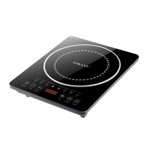 Single Induction Hob,Portable Induction Cooker,Fashion Black Crystal Glass Panel,LCD Sensor Touch, Power 2200W,3-hour Timer,Safety Lock