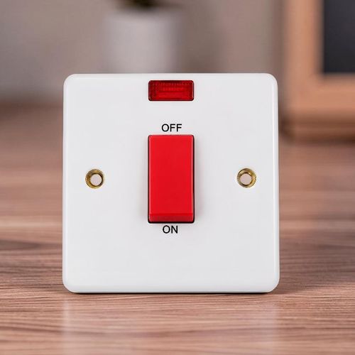 Heavy Duty 45A Double Pole Shower Isolator Switch with Neon Power Indicator