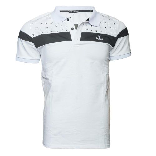 Men Cotton White With Black Polo T-shirt