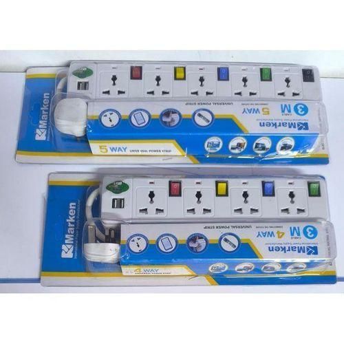 Durable Multi Switch Socket Multi Plug 5-Way Extension Cord with 2 USB Ports & 3M Long Cable