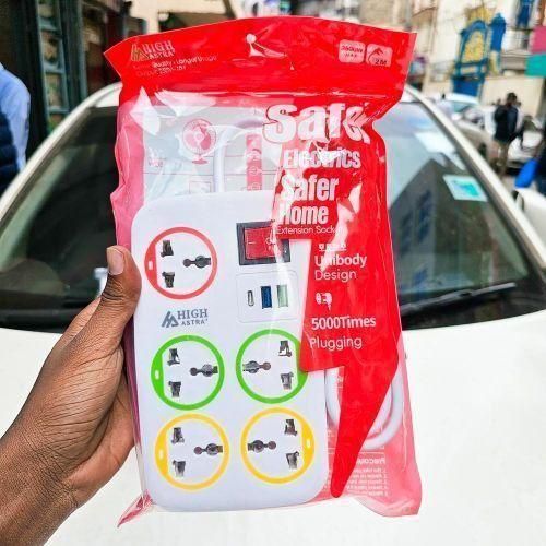 Safer Home Extension Sock 5 WAY+2 USB + 1 type C