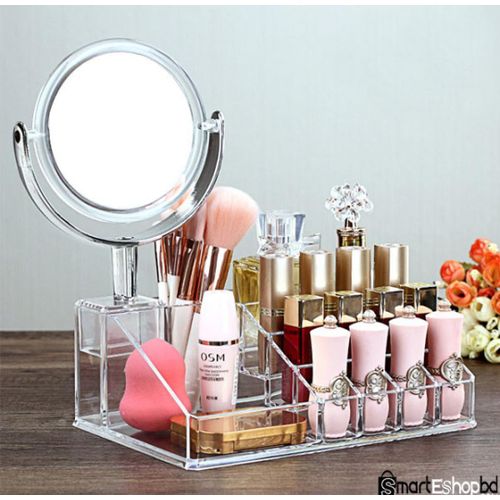 Makeup Organizer Cosmetic Makeup Lipstick Organizer Brushes Holder for Bedroom Bathroom Jewelry Box for Jewelry Cosmetics, Multi Slots Organizer with Mirror.