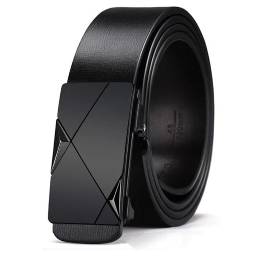 Mens Elegant Leather Belt Automatic Buckle for Formal Outfits