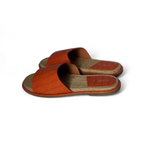 Womens Rhinestone Slide Sandals Orange Pattern