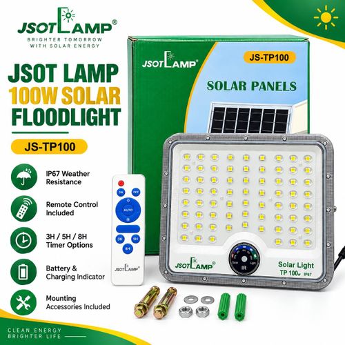 100W Solar LED Floodlight – IP67 Outdoor Security Light With Remote Control