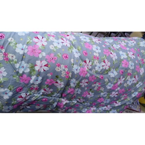 Duvet Set – Executive 4x6 Cotton Bedding – Gray Background with Pink, White, and Light Blue Floral Pattern