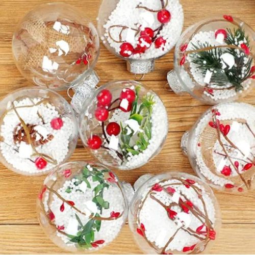 10 Pcs Transparent Christmas Tree hanging ball Ornament For Party DIY Painting