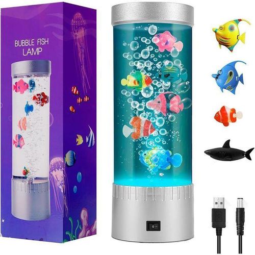 LED Bubble Fish Lamp Decor 25 Liters Capacity Multi Color Changing Aquarium Night Light Desk Decoration For Office Bedroom Living Room Exclude Battery