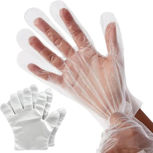 100PCS Plastic Clear Disposable Gloves Food Handler Cooking Gloves for Cleaning Kitchen Restaurant Hair Dye, One Size Fits Most