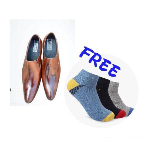 Men's Genuine quality leather shoes for office, business and casual wear+ free pair of socks