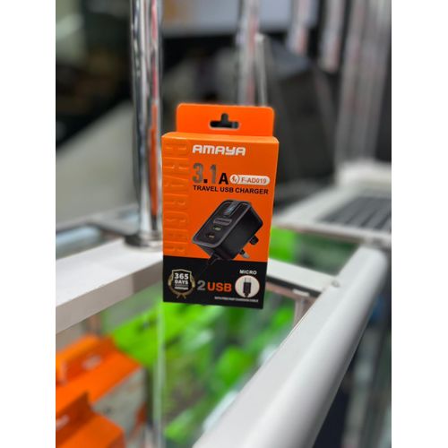 3.1A 2 usb travel charger with free micro fast charging cable