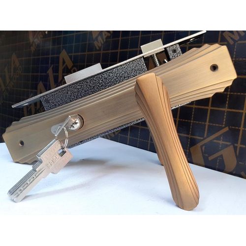 Big Door Lock Set.coffee brown-Gold Finish High Security Mortise Lock for Steel & Wood Doors- approx 9.5 inces
