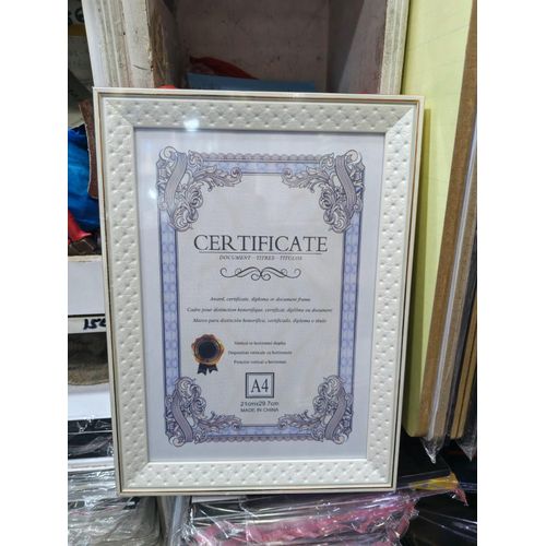 A4 Elegant White Leather Photo Frame