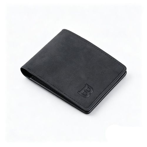 Slim Matte Leather Wallet for Men Multi-card Slot Bifold Purse with Coin Pocket - Black
