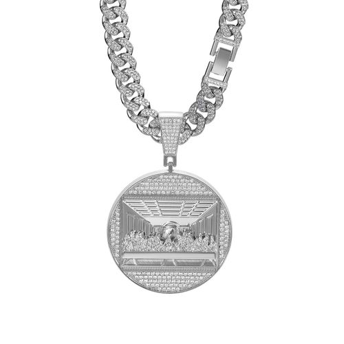 Hip Hop Silver Pendant Necklace Iced Out Cuban Chain Trendy Men Charm Pendant Necklaces JPunk Ewelry