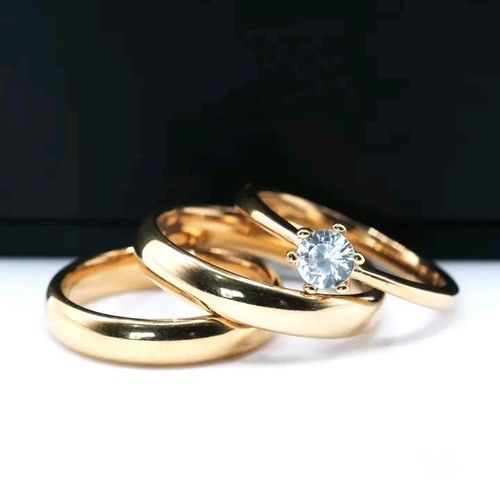 Gold Plated Double wedding ring proposal ring for women with free box